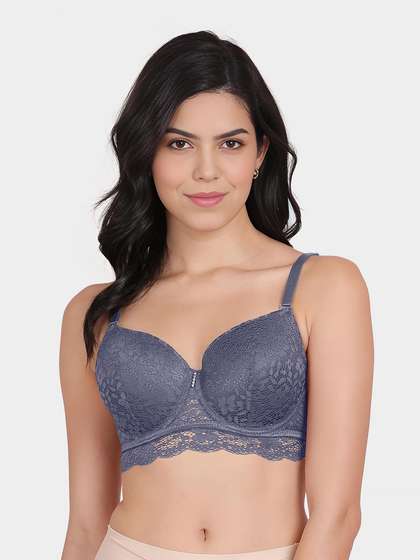 Susie Azurine Blue Lace Bottom Padded Wired Bra
