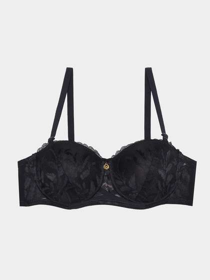 Susie Black Bean Lace Padded Wired Balconette Bra