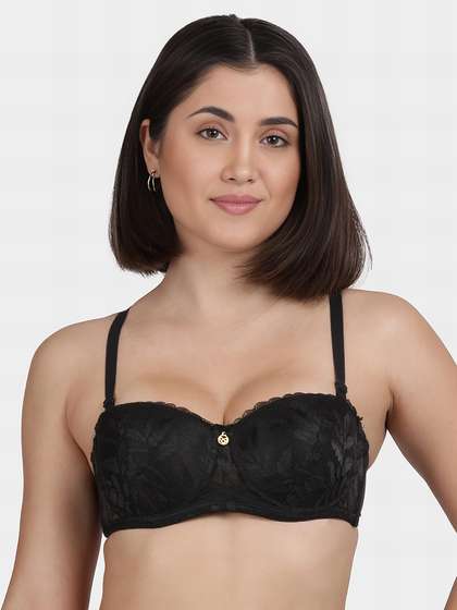 Susie Black Bean Lace Padded Wired Balconette Bra