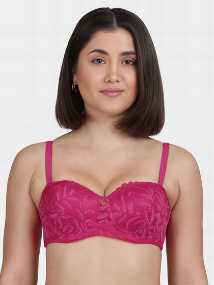 Susie Fuschia Lace Padded Wired Balconette Bra