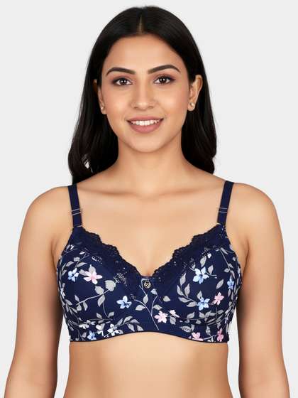 Susie Dark Navy Lace Decorated Printed Padded Bra