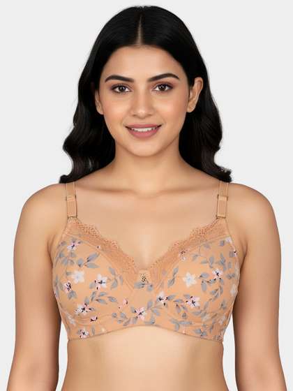Susie Sand Skin Lace Decorated Printed Padded Bra