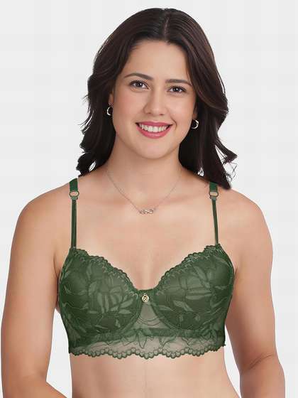 Susie Dark Olive Full Lace Double Front Strap Padded Wired Bra
