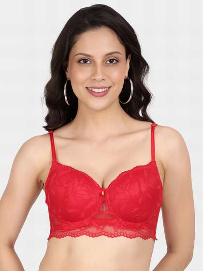Susie Fiery Red Full Lace Double Front Strap Padded Wired Bra