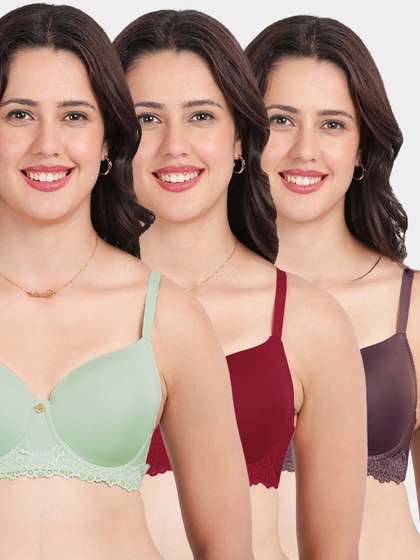 Susie Multicolor Bottom Lace Padded Wired Bra Combo A