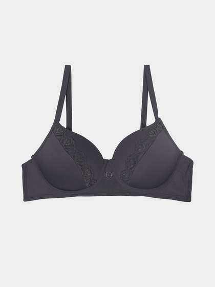 Susie Blue Steel Grey Lace Detailed Padded Wired Bra