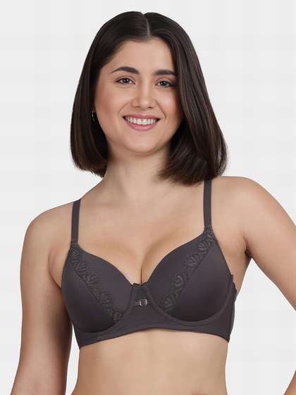 Susie Blue Steel Grey Lace Detailed Padded Wired Bra
