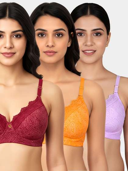 Susie Multicolor Indian Motif Printed Padded Bra Combo A