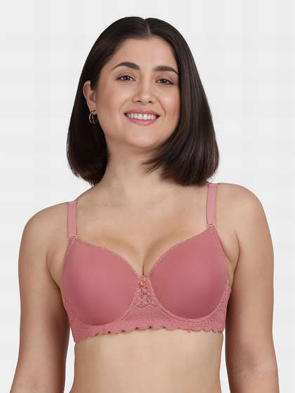 Susie Rosette Lace Neckline Padded Wired Bra