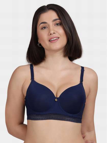 Susie Navy Peony Underband Lace Padded Wired Bra