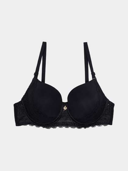 Susie Black Bean Scallop Lace Padded Wired Bra