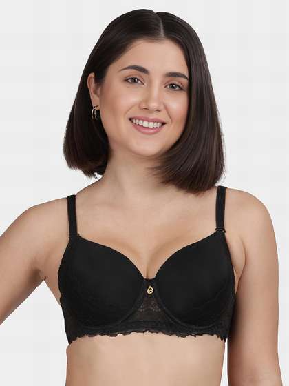 Susie Black Bean Scallop Lace Padded Wired Bra