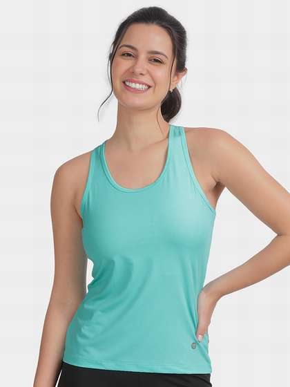 Shyaway Blue Light Racerback Fitted Tank Top