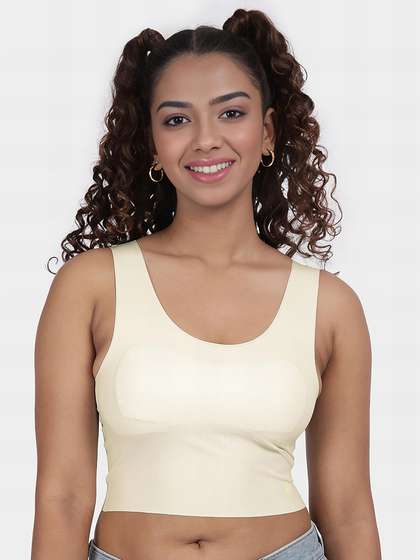 Shyaway Teens Pale Yellow Lightly Padded Ribbed Seamless Bra