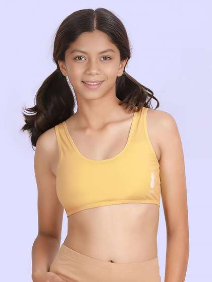 Shyaway Teens Yellow Pineapple Wide Strap Slip On Bra