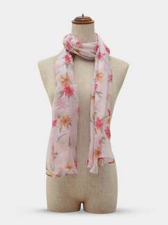 Shyle Baby Pink Floral Printed Cozy Soft Scarf