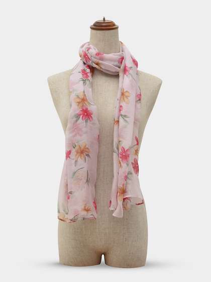 Shyle Baby Pink Floral Printed Cozy Soft Scarf