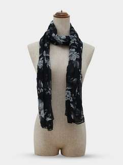 Shyle Black Bean Floral Printed Cozy Soft Scarf