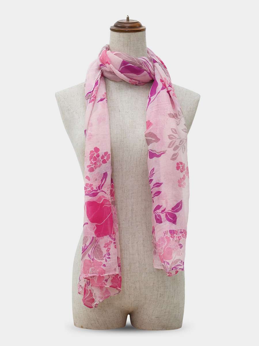Shyle Blossom Pink Floral Printed Cozy Soft Scarf
