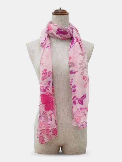 Shyle Blossom Pink Floral Printed Cozy Soft Scarf