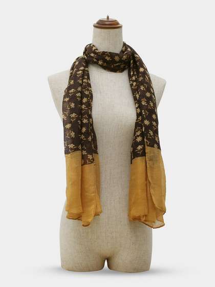 Shyle Brown Mustard Floral Printed Cozy Soft Scarf