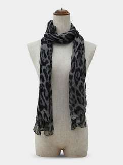 Shyle Grey Black Animal Printed Cozy Soft Scarf