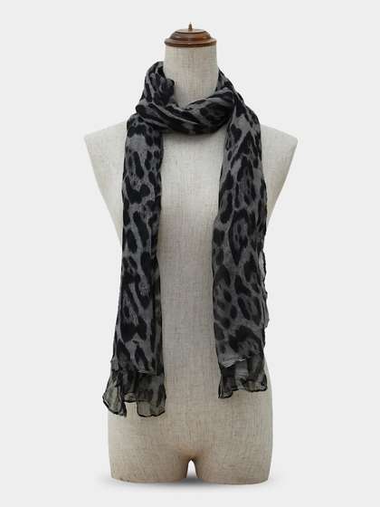 Shyle Grey Black Animal Printed Cozy Soft Scarf