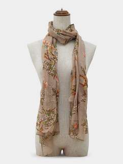 Shyle Light Coffee Floral Printed Cozy Soft Scarf