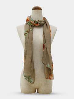 Shyle Tint Brown Floral Printed Cozy Soft Scarf