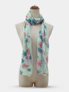 Shyle Sky Blue Floral Printed Cozy Soft Scarf