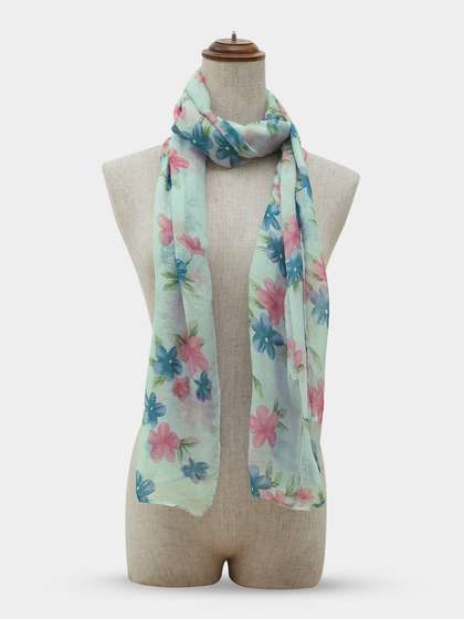 Shyle Sky Blue Floral Printed Cozy Soft Scarf