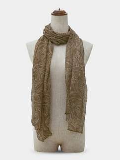 Shyle Tan Brown Paisley Printed Cozy Soft Scarf