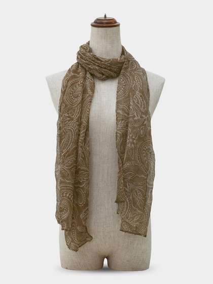 Shyle Tan Brown Paisley Printed Cozy Soft Scarf