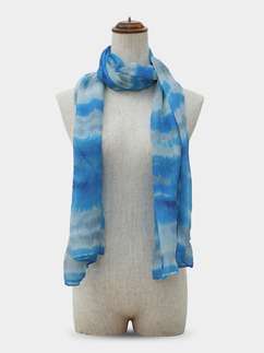 Shyle Wave Blue Tie and Dye Printed Cozy Soft Scarf