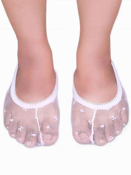 Shyle Light Pink Scallop Elastic Lace Seamless Ankle Socks