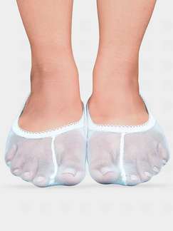 Shyle Light Blue Scallop Elastic Mesh Seamless Ankle Socks