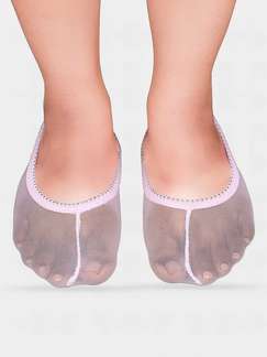 Shyle Light Pink Scallop Elastic Mesh Seamless Ankle Socks