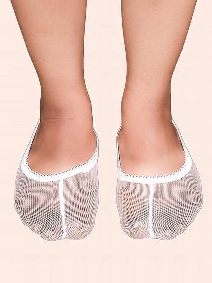 Shyle White Scallop Elastic Mesh Seamless Ankle Socks