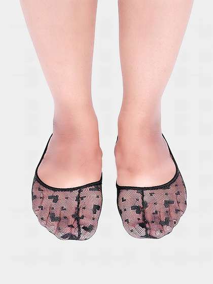 Shyle Black Beauty Heart Lace Seamless Ankle Socks