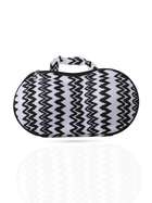 Shyle Black White Ikat Print EVA Travel Bra Bag 