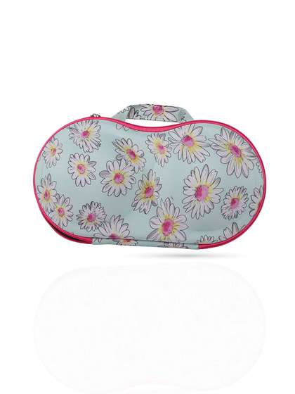 Shyle Light Green Laisy Daisy Flower Print  EVA Travel Bra Bag