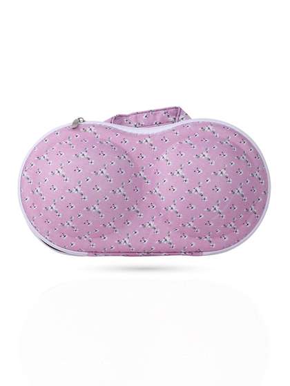 Shyle Pink White Tiny Flower EVA Travel Bra Bag