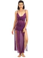 Shyle Purple Ruffle Sexy Babydoll with G-String