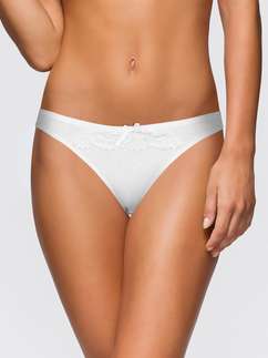 Shyle White Lace Front Comfy Cotton Thong Panty