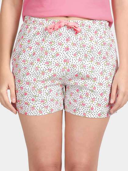 Shyaway Grey Floral Printed Mid Thigh Shorts