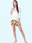 Shyaway White NavyBlue Checks Print Nightwear Shorts Set