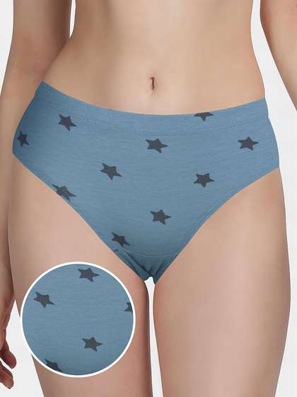 Susie Blue Navy Star Printed Full Coverage Hipster Panty