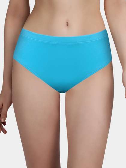 Susie Blue Solid Full Coverage Hipster Panty