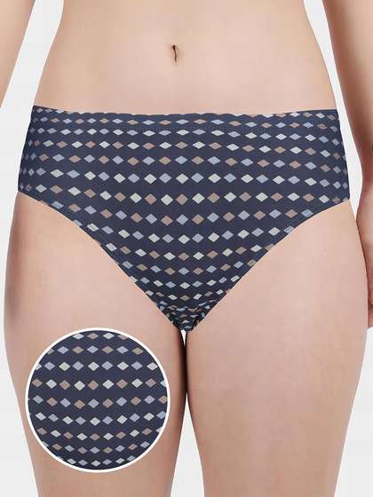 Susie Dark Blue Printed Full Coverage Hipster Panty