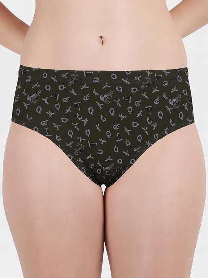 Susie Deep Green Printed Full Coverage Hipster Panty